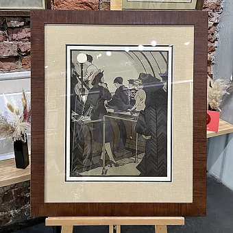 Оригинальная линогравюра "Московский вечер"