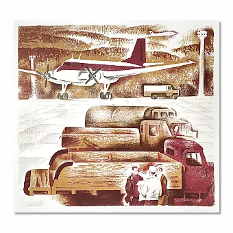 "Аэропорт" - оригинальная советская литография. Дополнительное изображение