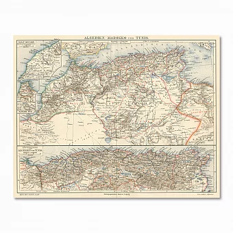Оригинальная карта государств: Алжир, Марокко, Тунис. Дополнительное изображение