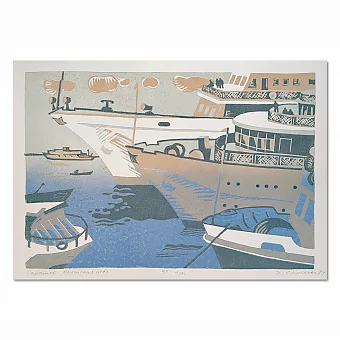 Оригинальная линогравюра "Саратов. Волжская новь". Дополнительное изображение