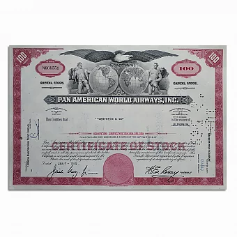 Акция (оригинал) Pan American world airways, inc. Панамериканские международные авиалинии.. Дополнительное изображение