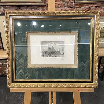 Антикварная гравюра "Казанский собор в Санкт-Петербурге"