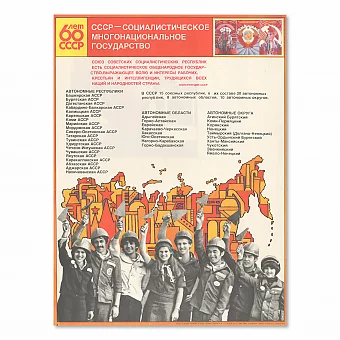 "СССР- социалистическое многонациональное государство" - оригинальный плакат. Дополнительное изображение