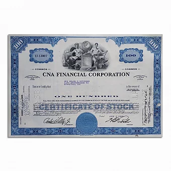 Акция (оригинал) CNA Financial Corporation. Страховая корпорация.. Дополнительное изображение