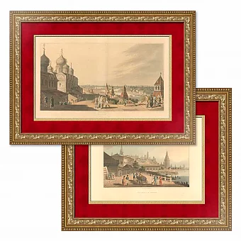 "Московский Кремль" - антикварные офорты - вип подарок