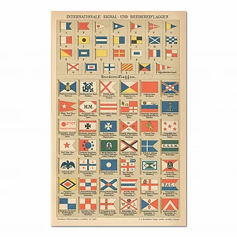 "Международные сигнальные и судоходные флаги" - редкая хромолитография. Дополнительное изображение