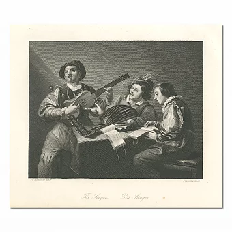 "Певцы" - оригинальная гравюра - антикварный подарок. Дополнительное изображение
