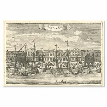 "Таможня в Лондоне" - антикварная английская гравюра. Дополнительное изображение