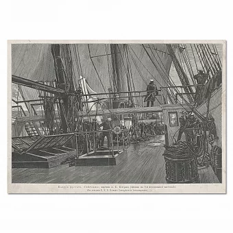 «Палуба фрегата "Светлана"» - антикварная гравюра. Дополнительное изображение