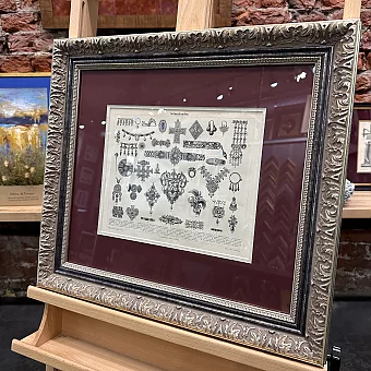 "Исторические ювелирные украшения" - старинная оригинальная гравюра. Дополнительное изображение