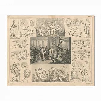 Редкая гравюра "Древнегреческие воздушные боги или ветры". Дополнительное изображение