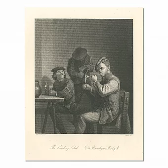 "Курительный клуб" - антикварная гравюра. Дополнительное изображение