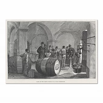 "Визит наследного принца на нефтяной склад" - оригинальная гравюра. Дополнительное изображение