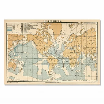 Антикварная карта морских глубин мира - вип подарок. Дополнительное изображение