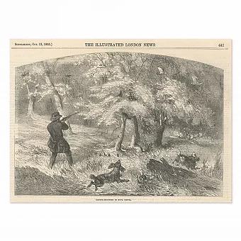 "Охота на тетеревов в Новой Шотландии" - оригинальная антикварная гравюра. Дополнительное изображение