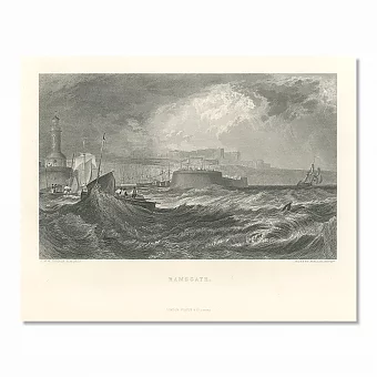 "Гавань Рэмсгейт" - антикварная гравюра. Дополнительное изображение