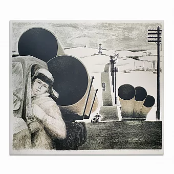 Оригинальная атолитография "В дороге". Дополнительное изображение