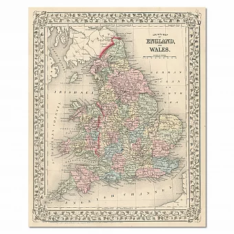 Антикварная карта "Англия и Уэльс". Дополнительное изображение