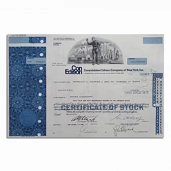 Акция (оригинал) Con Edision Company of New York, Inc. Энергетическая компания.. Дополнительное изображение