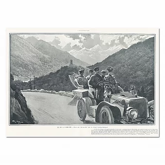 Антикварная иллюстрация "Кубок Гордона Беннетта 1904 года". Дополнительное изображение