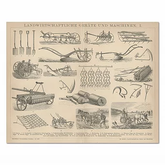 "Сельскохозяйственные орудия и машины" - антикварные гравюры. Дополнительное изображение