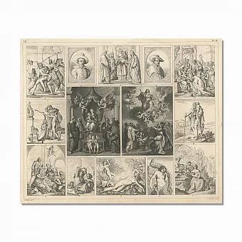 Редкий немецкий эстамп "Мария с младенцем на троне и Успение". Дополнительное изображение