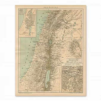 Оригинальная хромолитография - Карта Палестины. Дополнительное изображение