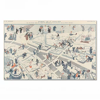 Винтажная французская иллюстрация "Париж, 1 января". Дополнительное изображение