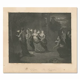 Антикварная гравюра "Нимфы" - оригинальный подарок. Дополнительное изображение