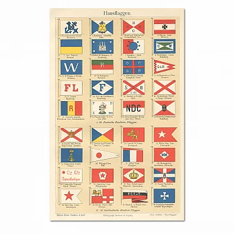 "Флаги судоходных компаний" - старинная немецкая хромолитография. Дополнительное изображение