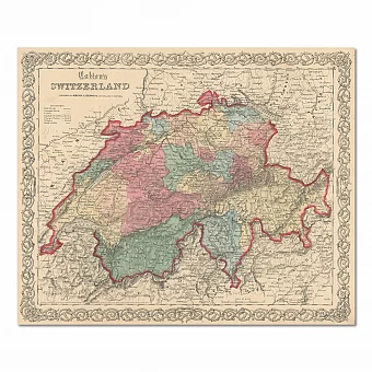 Антикварная Карта Швейцарии - оригинальный подарок. Дополнительное изображение