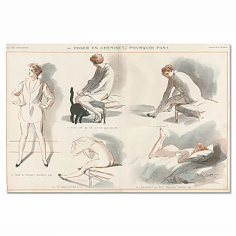 "Позировать в рубашке? Почему бы и нет" - винтажный разворот журнала. Дополнительное изображение