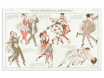 "Причуды моды" - Подлинный лист из французского журнала La Vie Parisienne. Дополнительное изображение