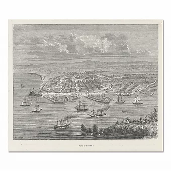 "Одесса" - антикварная оригинальная гравюра. Дополнительное изображение