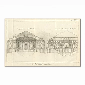 Редкая антикварная гравюра "Одеон-театр. Лестницы и фойе". Дополнительное изображение