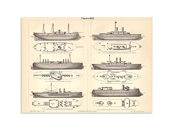 Оригинальная гравюра "Броненосцы". Дополнительное изображение
