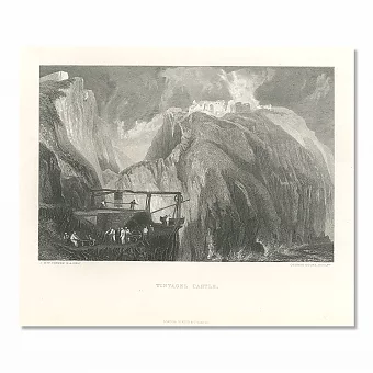 Оригинальная антикварная гравюра "Замок Тинтагель". Дополнительное изображение