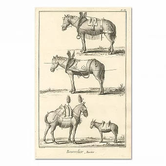 Антикварная редкая гравюра "Сбруя, седла, упряжь". Дополнительное изображение