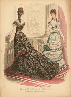 Антикварная гравюра "Бальные платья". Дополнительное изображение