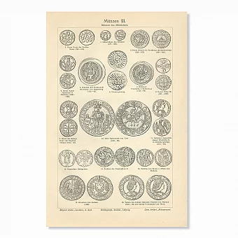 Оригинальные антикварные гравюры "Монеты". Дополнительное изображение