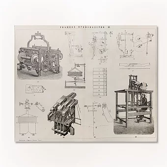 Антикварная гравюра "Ткацкое производство". Дополнительное изображение
