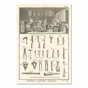 "Изготовление сундуков" - старинная оригинальная гравюра. Дополнительное изображение