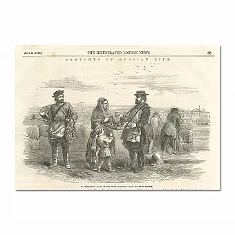 "Зарисовки из жизни в России" - антикварная гравюра. Дополнительное изображение