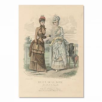 Антикварная страница модного журнала "Повседневные платья". Дополнительное изображение