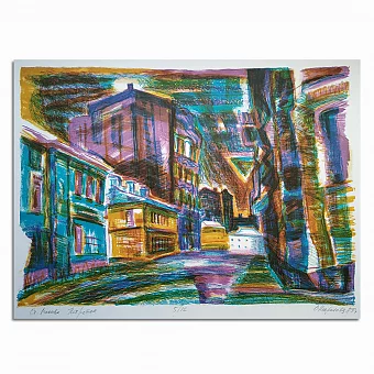 Автолитография (оригинал) "Старая Москва. Петровка". Дополнительное изображение