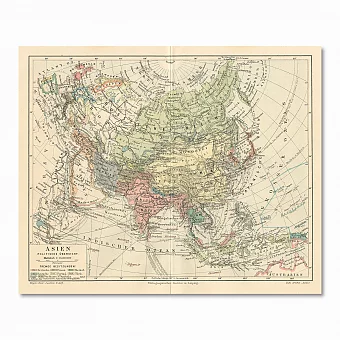 Антикварная хромолитография  - Карта Азии. Дополнительное изображение