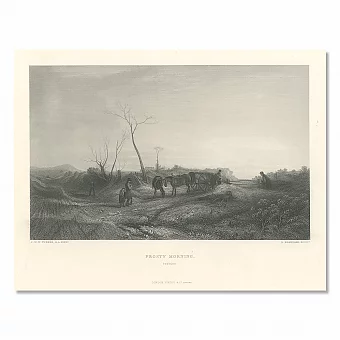 «Морозное утро. Восход» - английская оригинальная гравюра. Дополнительное изображение