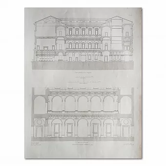 Редкая гравюра "Палаццо Фарнезе. Лонжерон". Дополнительное изображение