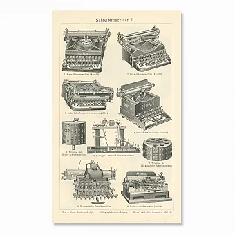 Антикварные гравюры "Пишущие машинки". Дополнительное изображение