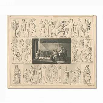 Антикварная гравюра "Космогонии и теогонии или Происхождение мира и богов". Дополнительное изображение